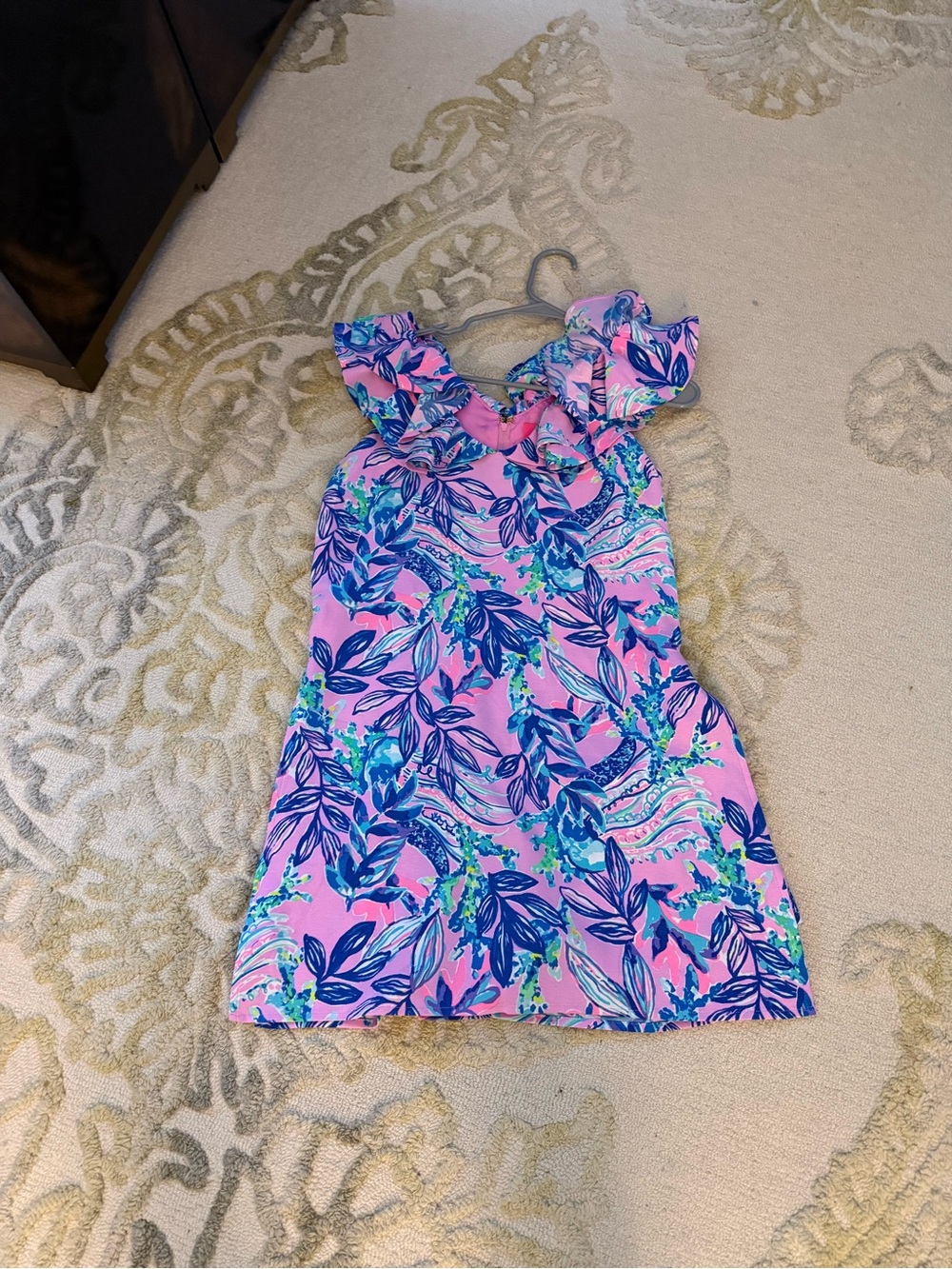 Lilly Pulitzer Pink Floral Ruffle-Sleeve Shift Dress